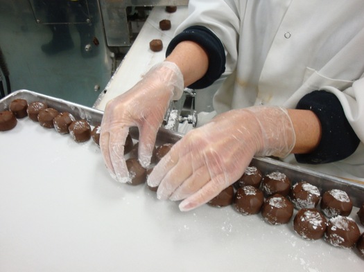 Making truffle centers.