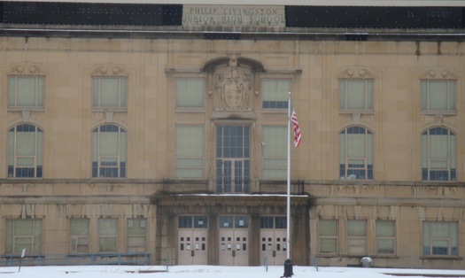 Livingston school, flag flying