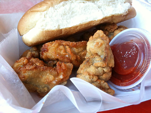 ted's fish fry fried oysters closeup