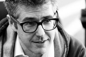 ira glass closeup bw