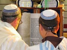 reading the torah at a bar mitzvah