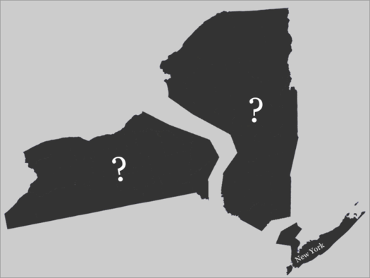 new york map broken in three parts question