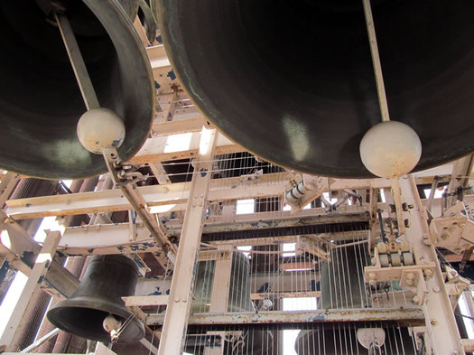 albany carillon bells looking up