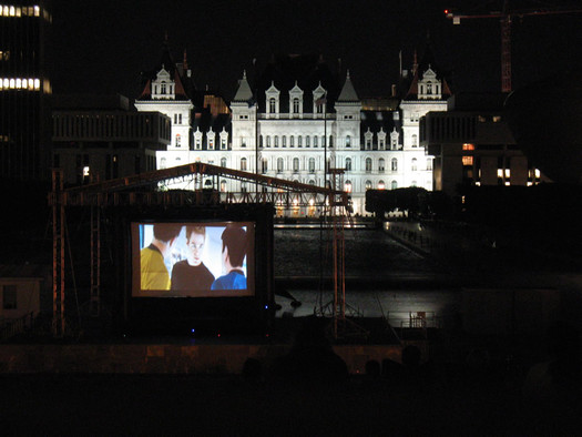 outdoor movie Empire State Plaza