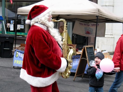 santa saxophone Troy Victorian Stroll