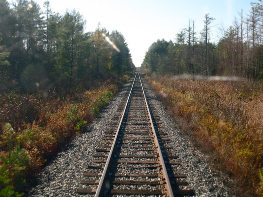train tracks into the distance