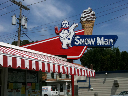 snowman ice cream sign troy