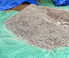 gravel and sand on tarp