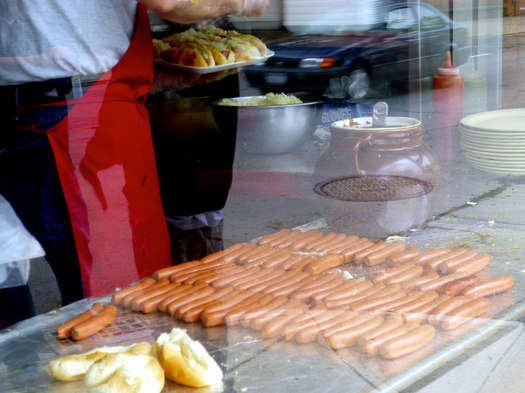 famous lunch front window hotdogs