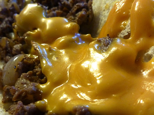 philly bar and grill cheesesteak cheese whiz closeup