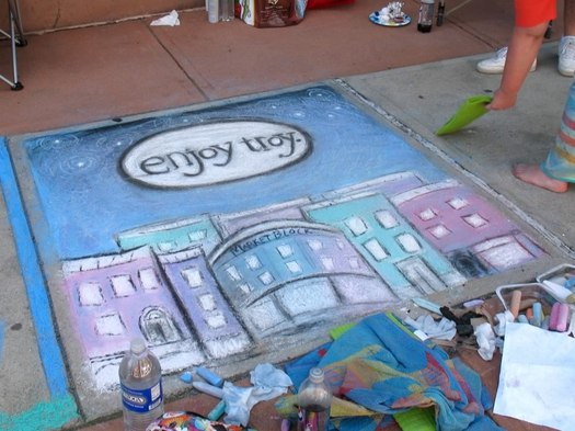 Sidewalk chalk Troy River Street Festival 2013