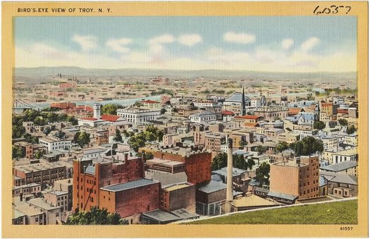 old postcard overlooking Troy