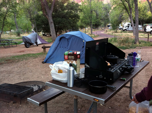 camp stove at campsite