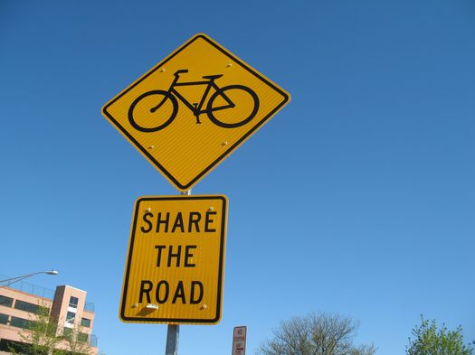 share the road bicycle sign