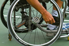 wheelchair wheels closeup