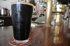 pint glass on bar