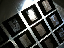 photo slides held up to window