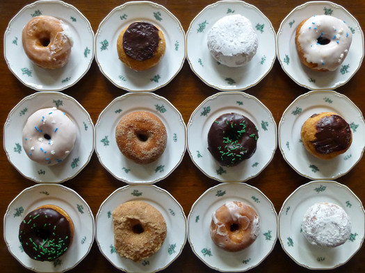 cookie factory dozen donuts overhead