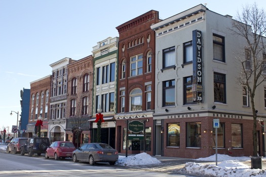 downtown Glens Falls and Davidson Brothers