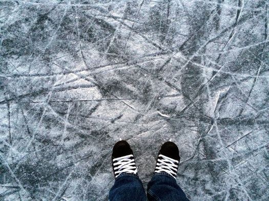 hockey skates on ice