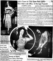 Albany Knickerbocker News 1951 Judy Davenport tulip queen