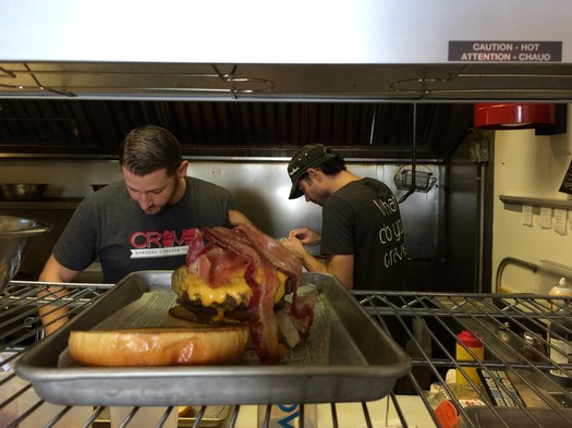 looking into the kitchen at Crave