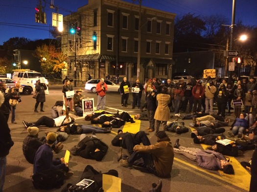 protesters in Henry Johnson Boulevard