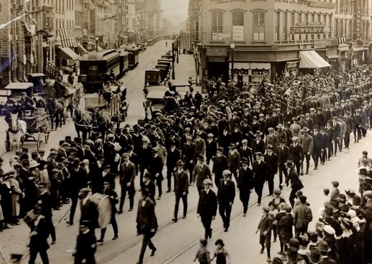 Downtown Troy parade Franklin Square 1917