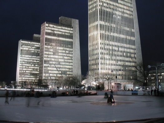 ESP ice rink agency buildings at night