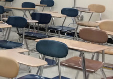 desks in a classroom