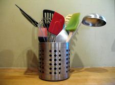 kitchen tools in metal holder