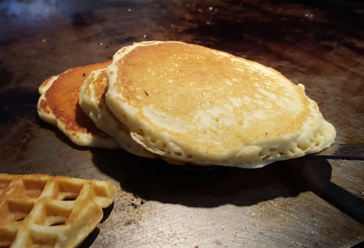 sap house stone house farm pancakes on griddle