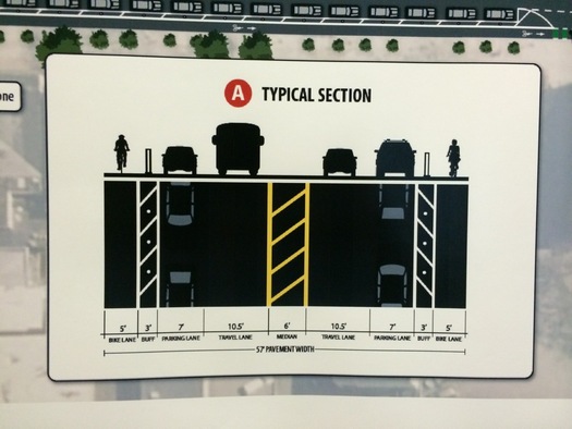 Madison Ave Road Diet protected bike lane option