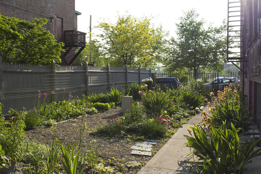 Emily Menn Troy urban garden view towards the street