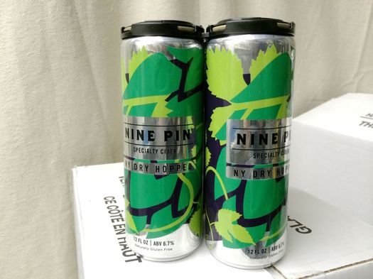 nine pin labeled cans dry-hopped cider