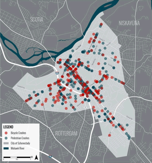 schenectady bike plan crash map