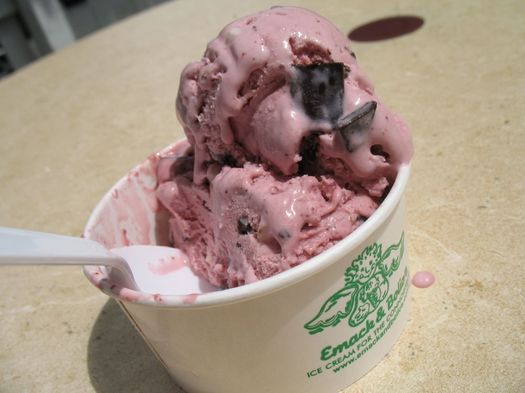 scoops of ice cream in cup at Emack and Bolios