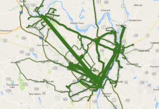 CDTA system ridership 2015-2016 static map