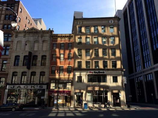 State Street building sun reflection