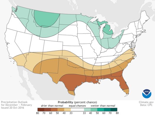 NOAA Precipitation Outlook Winter 2016