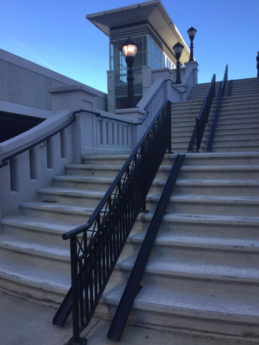 downtown Albany Broadway pedestrian bridge bike ramps