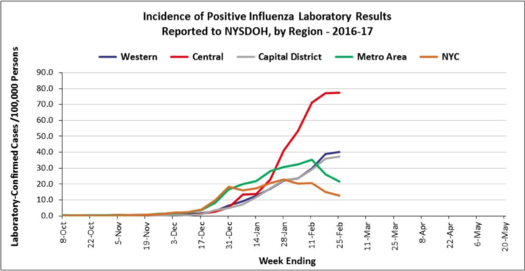 NYS flu incidence graph 2017-February-25