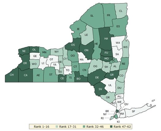 RWJF 2017 Health Outcomes New York map