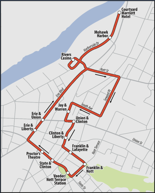 CDTA electric city trolley map 2017