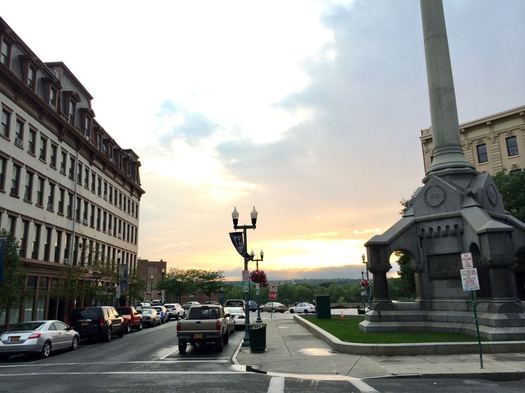 Troy Monument Square Broadway and River 2015-June