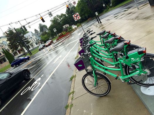 bike share rack Madison Ave road diet