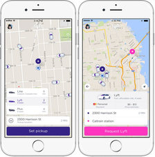 Lyft app screenshots side by side