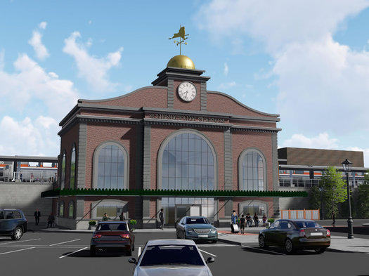 Schenectady train station design rendering