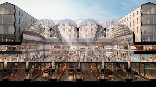 Moynihan Train Hall rendering cross section