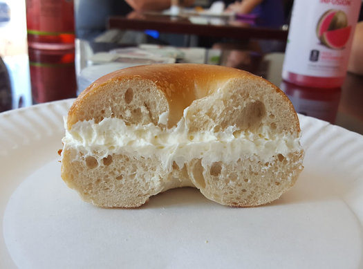 West End Bagels plain bagel cream cheese